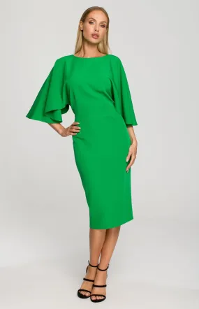 Robe fourreau manches kimono verte