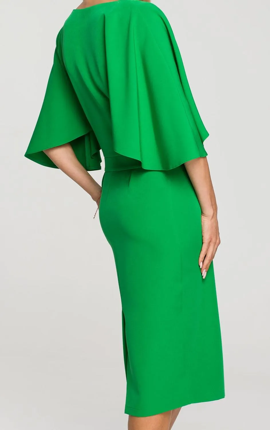 Robe fourreau manches kimono verte