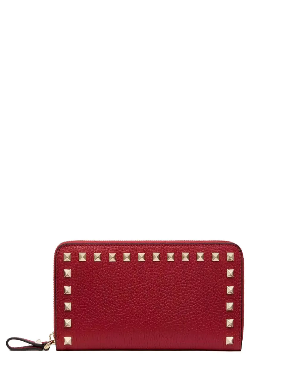 Rockstud Zip Around Wallet in Rosso