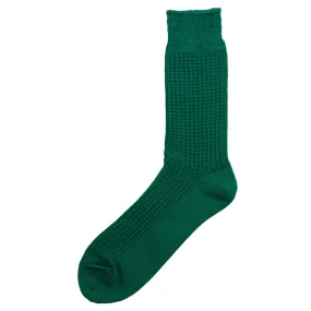 RoToTo - Cotton Waffle Crew Socks - Sea Green