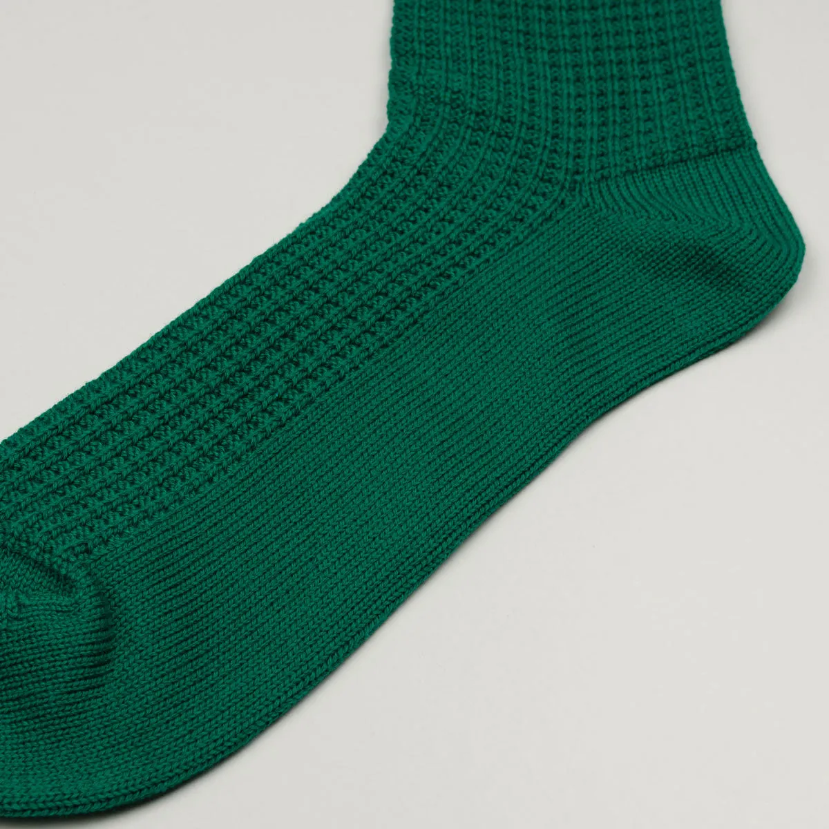 RoToTo - Cotton Waffle Crew Socks - Sea Green