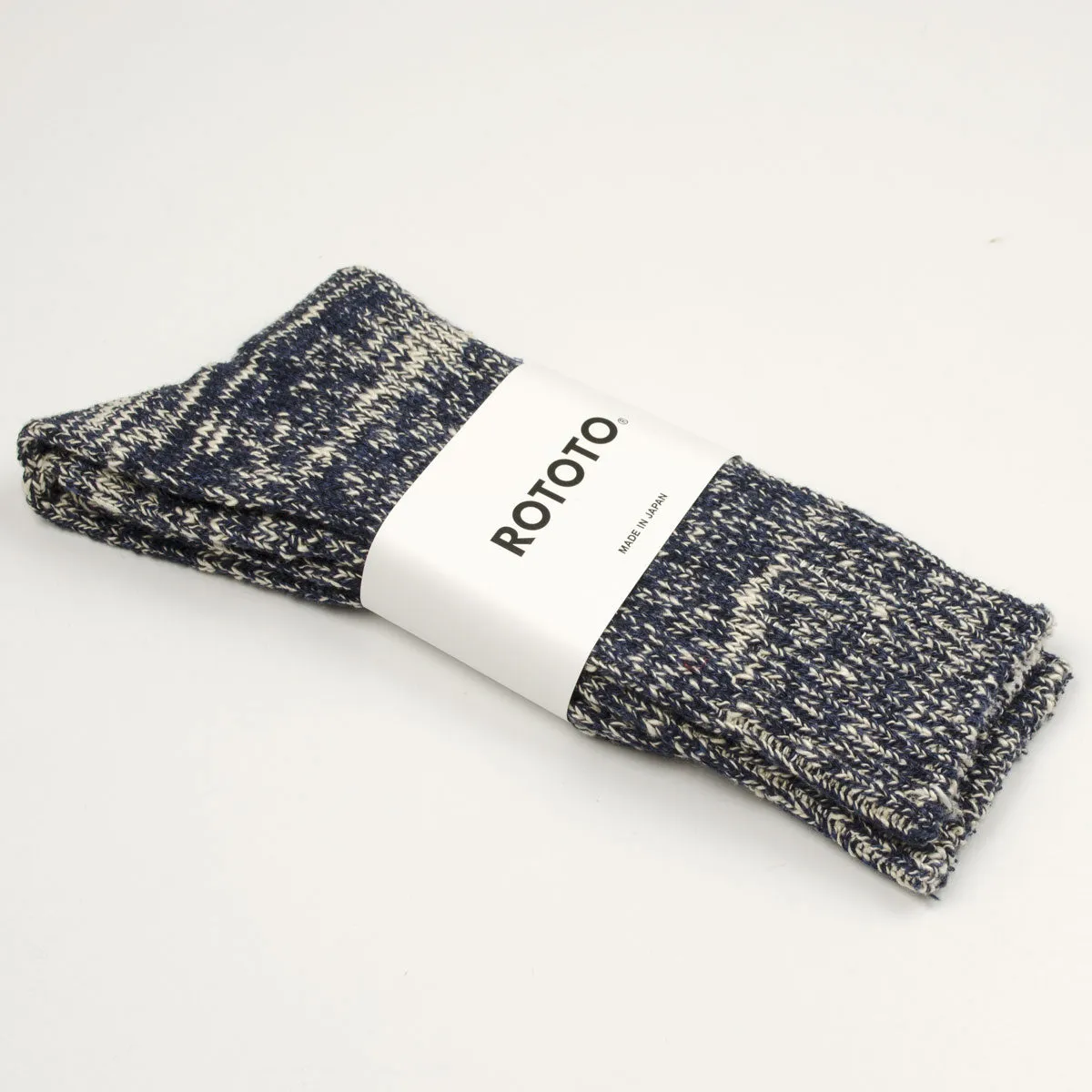 RoToTo - Low Gauge Slub Crew Socks - Navy