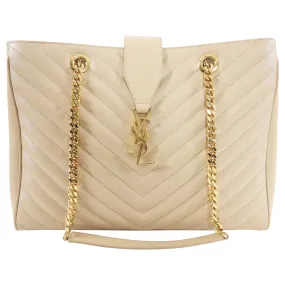 Saint Laurent Chevron Chain Shoulder Tote Bag