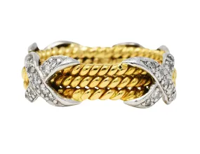 Schlumberger Tiffany & Co. Diamond Platinum 18 Karat Gold X Band