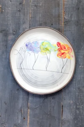 Seasons Small Round Plate Hand Painted Ceramic