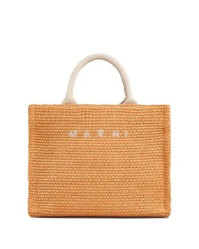 Small Raffia Tote Bag in Orange