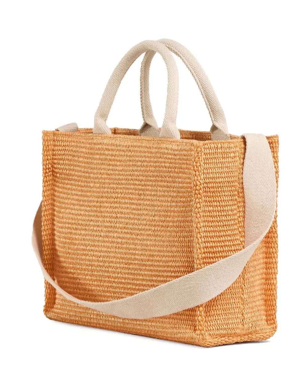 Small Raffia Tote Bag in Orange