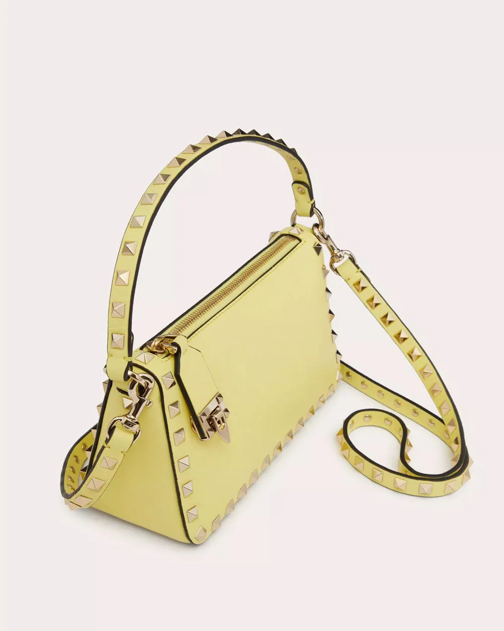 Small Rockstud Shoulder Bag in Pale Yellow