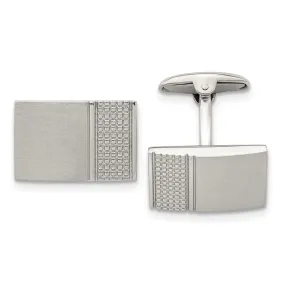 Stainless Steel Brushed & Polished Rectangle Cuff Links, 21 x 14mm