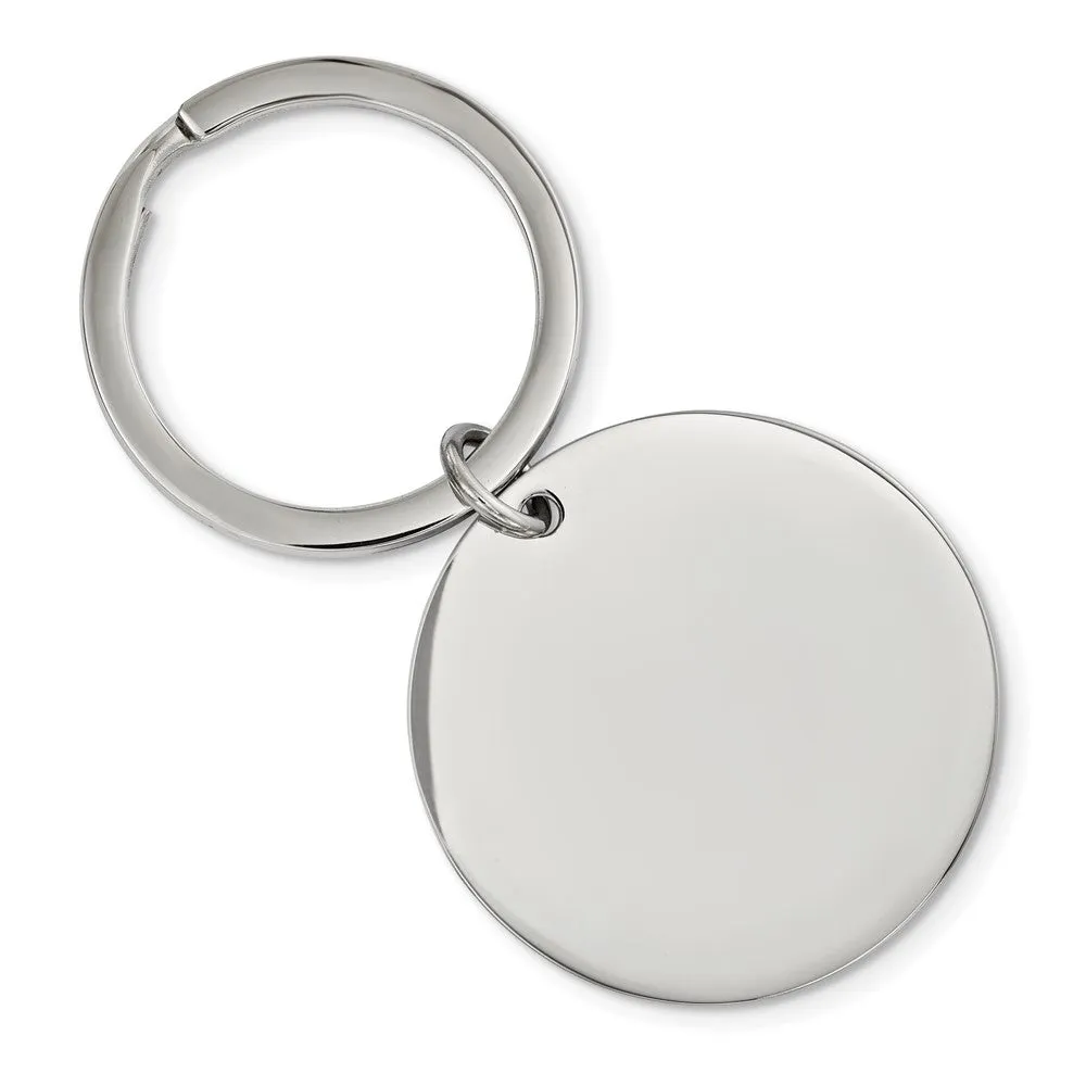 Stainless Steel Brushed & Polished Reversible Large Circle Key Chain