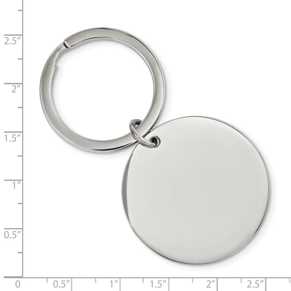 Stainless Steel Brushed & Polished Reversible Large Circle Key Chain