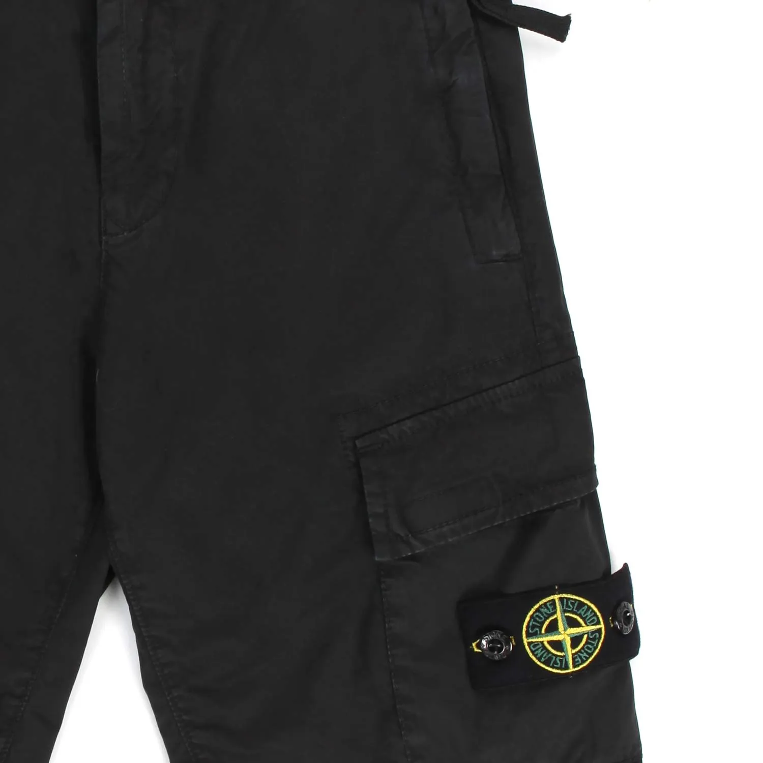 Stone Island Black Cargo Bermuda With Patch For Children And Teen