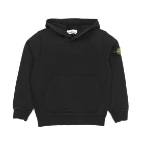 Stone Island Black Hoodie Sweatshirt With Logo Patch For Children And Teen