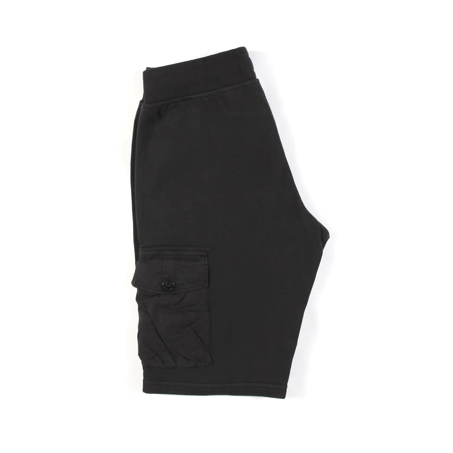 Stone Island Black Jersey Shorts With Compass Logo Patch