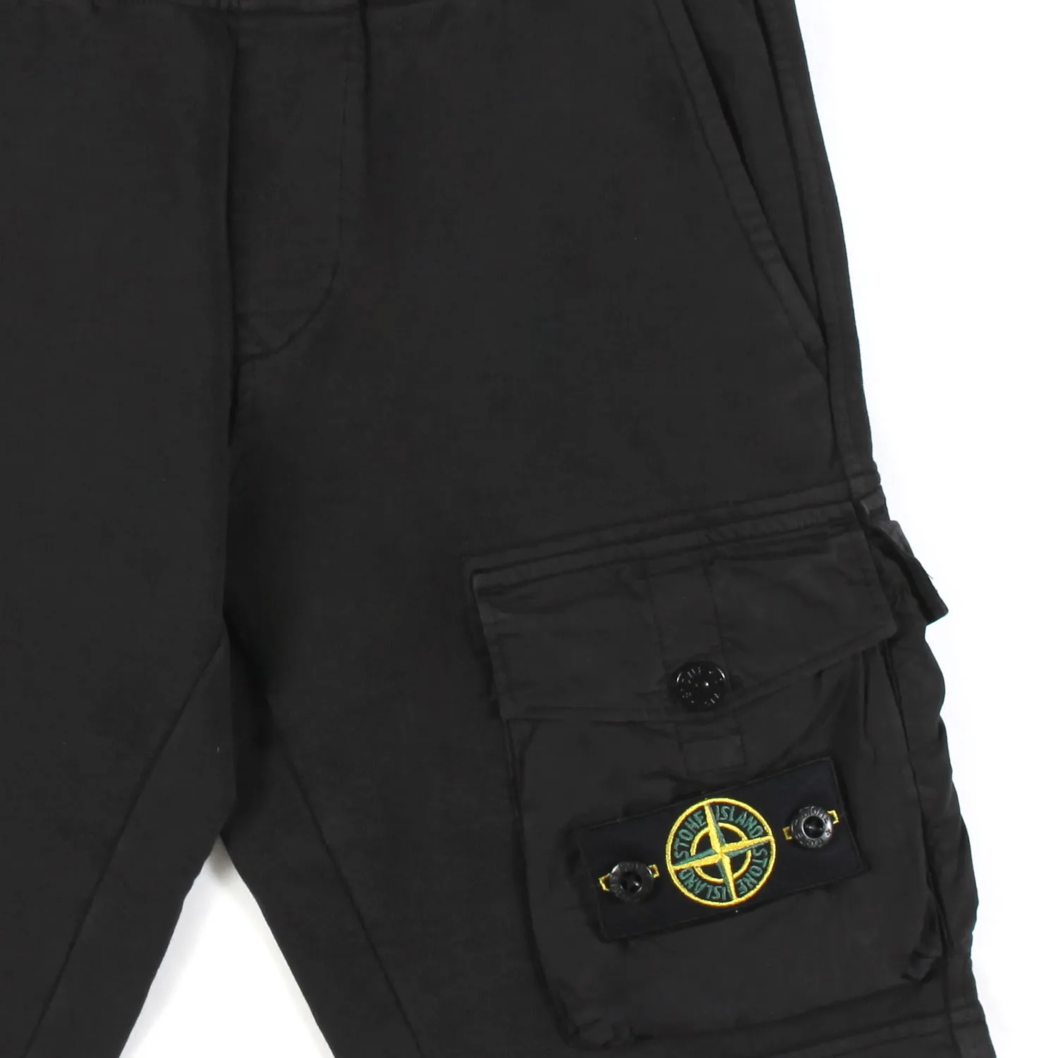 Stone Island Black Jersey Shorts With Compass Logo Patch