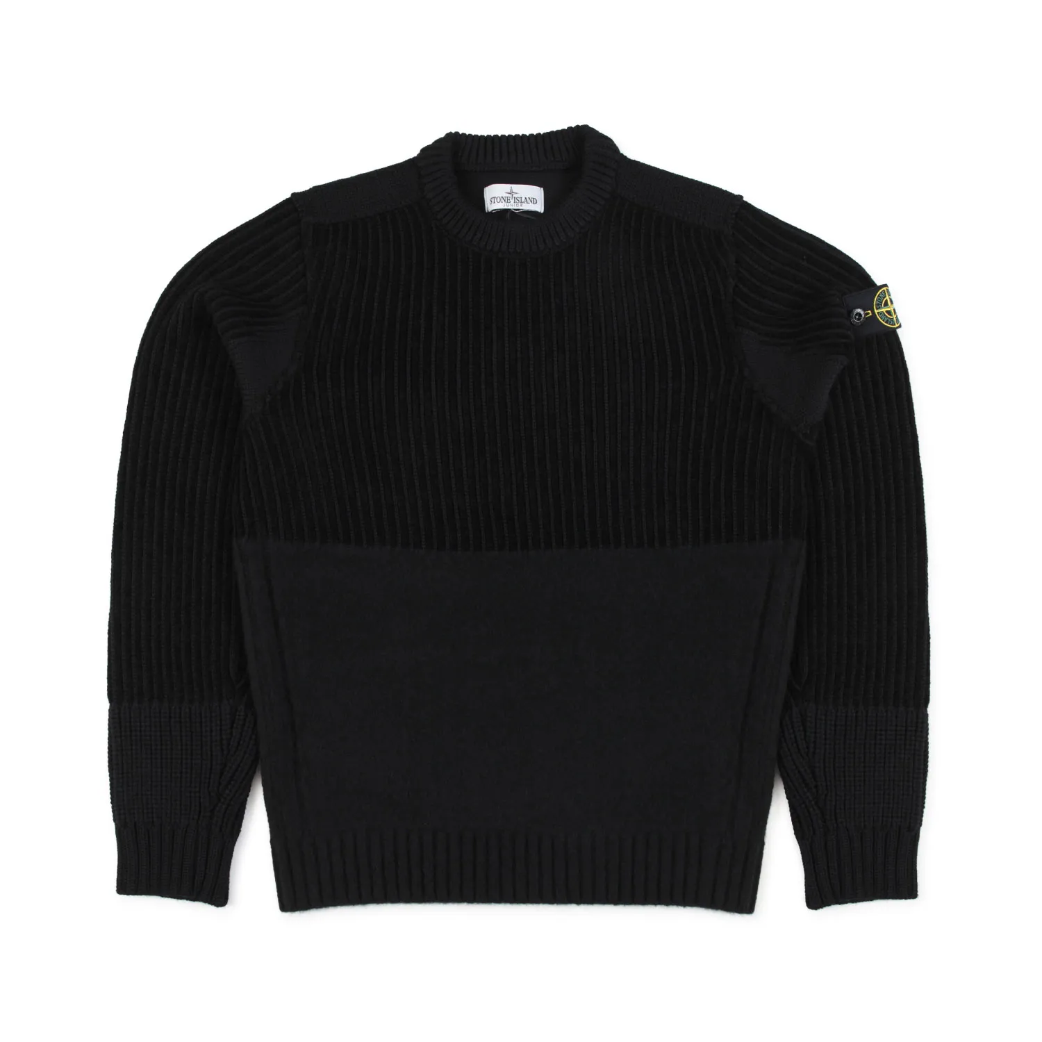 Stone Island Black Wool Pullover With Logo Patch