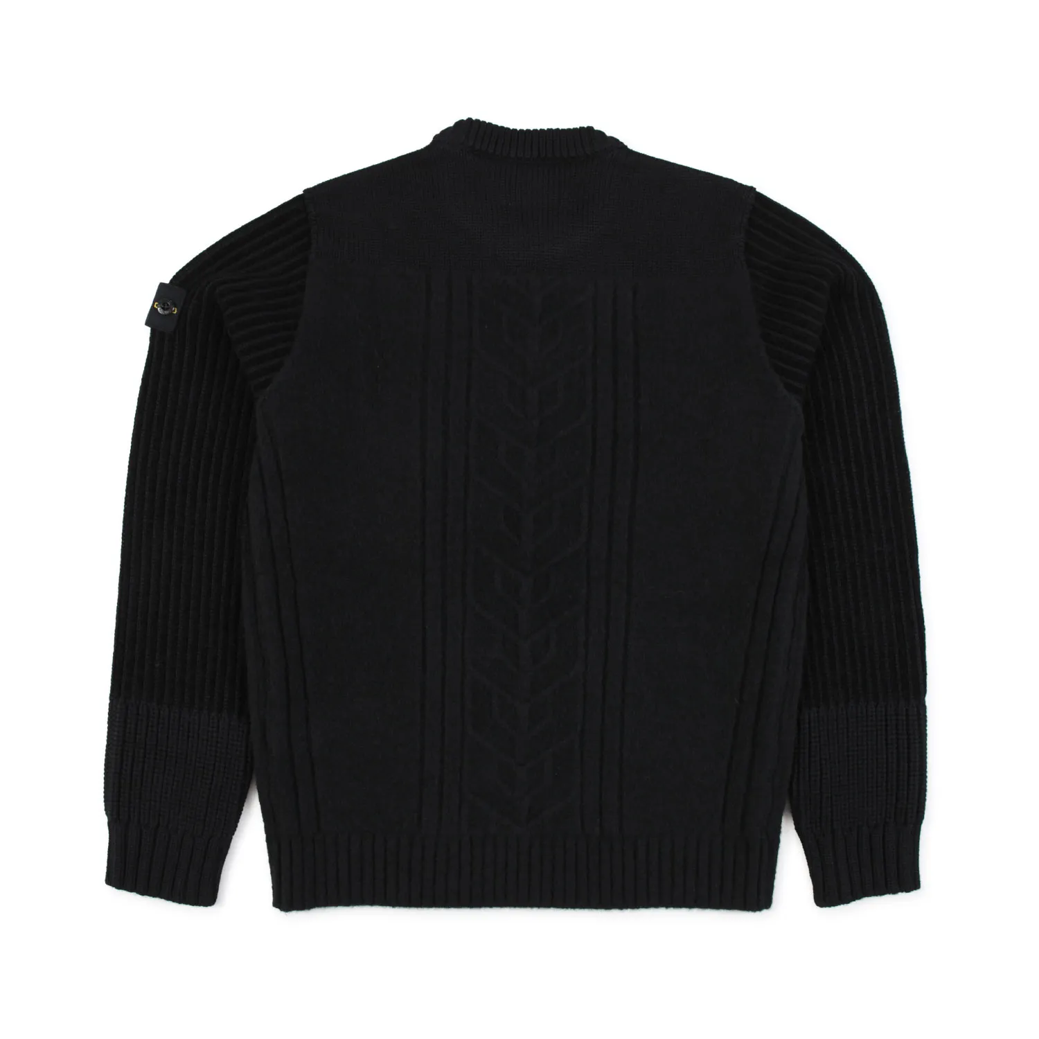 Stone Island Black Wool Pullover With Logo Patch