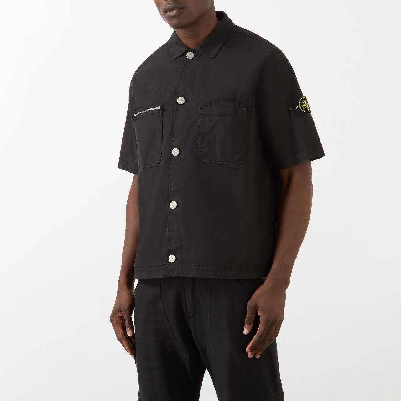 STONE ISLAND Casual Button Overshirt - Black