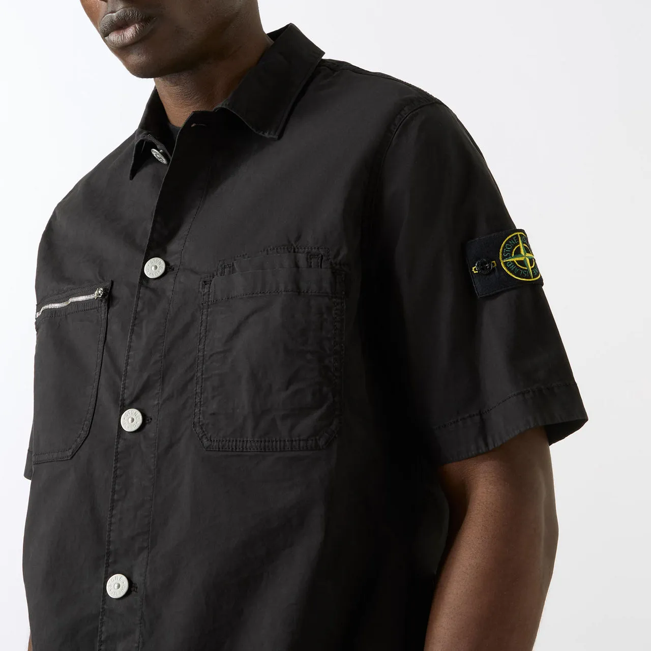 STONE ISLAND Casual Button Overshirt - Black