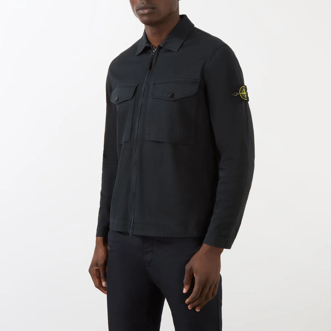 STONE ISLAND Casual Zip Overshirt - Navy