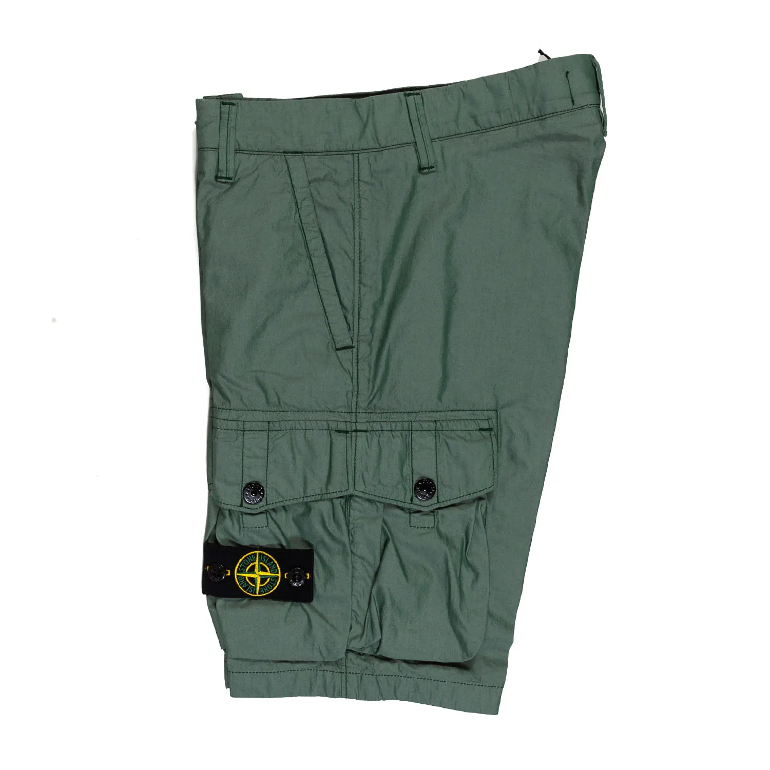 Stone Island Dark Green Cargo Bermuda Shorts With Compass Logo Patch