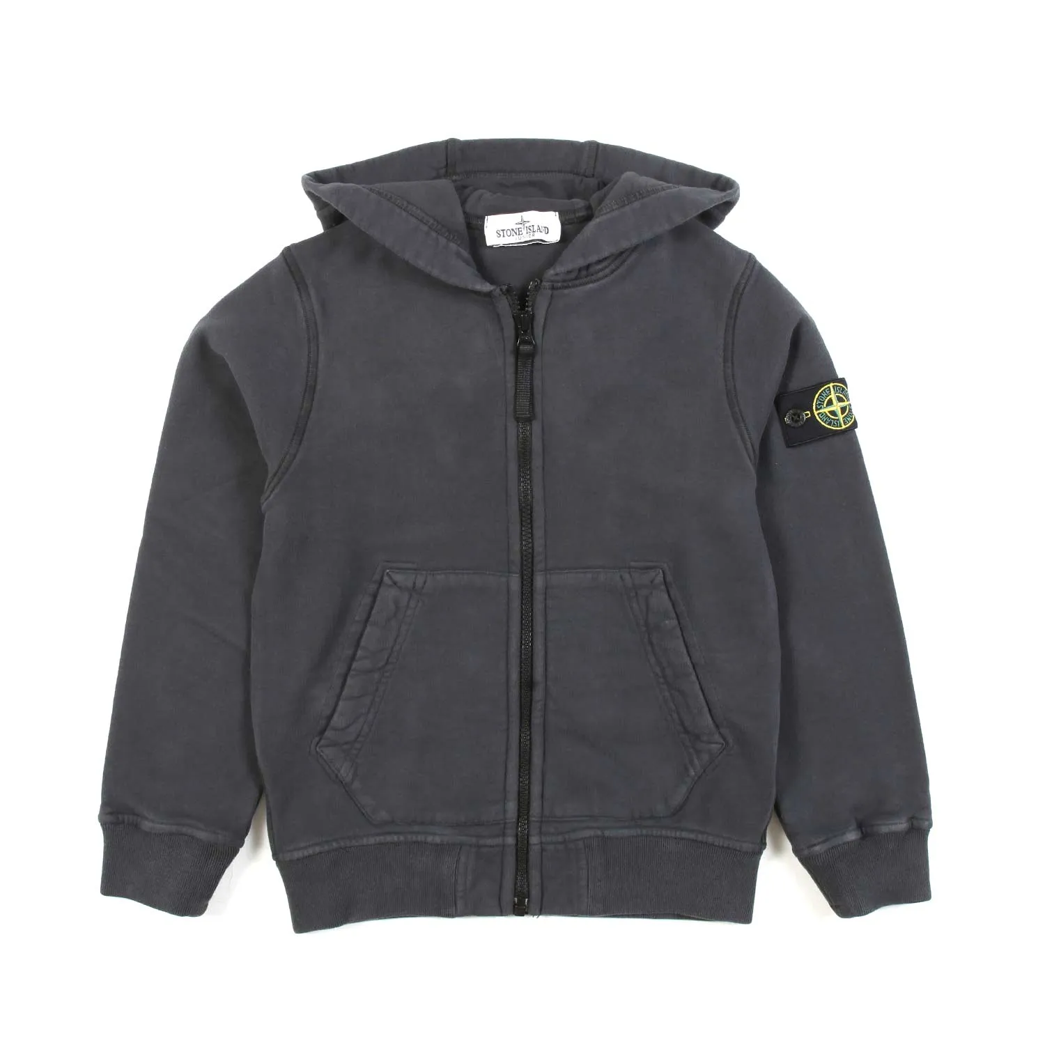 Stone Island Graphite Hooded Sweatshirt With Compass Logo Patch