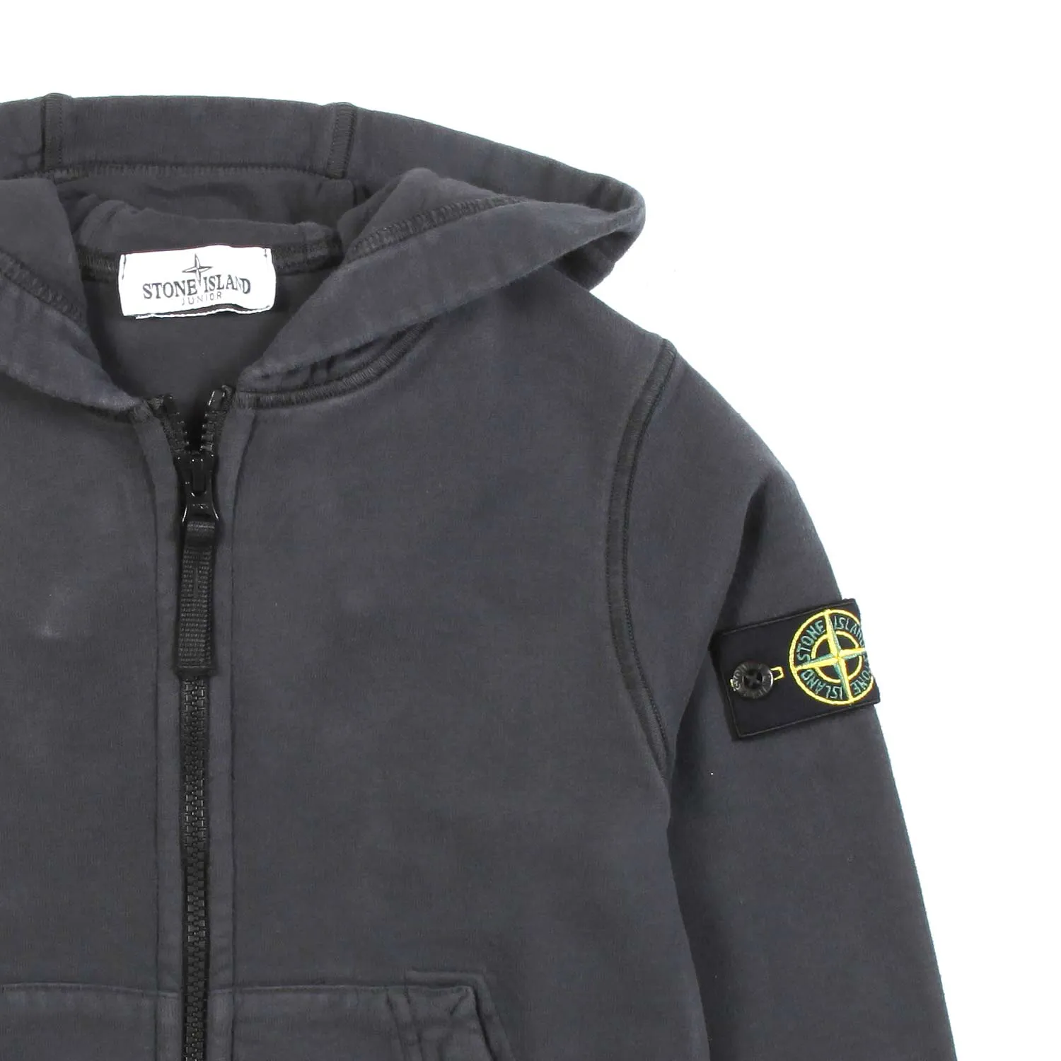 Stone Island Graphite Hooded Sweatshirt With Compass Logo Patch