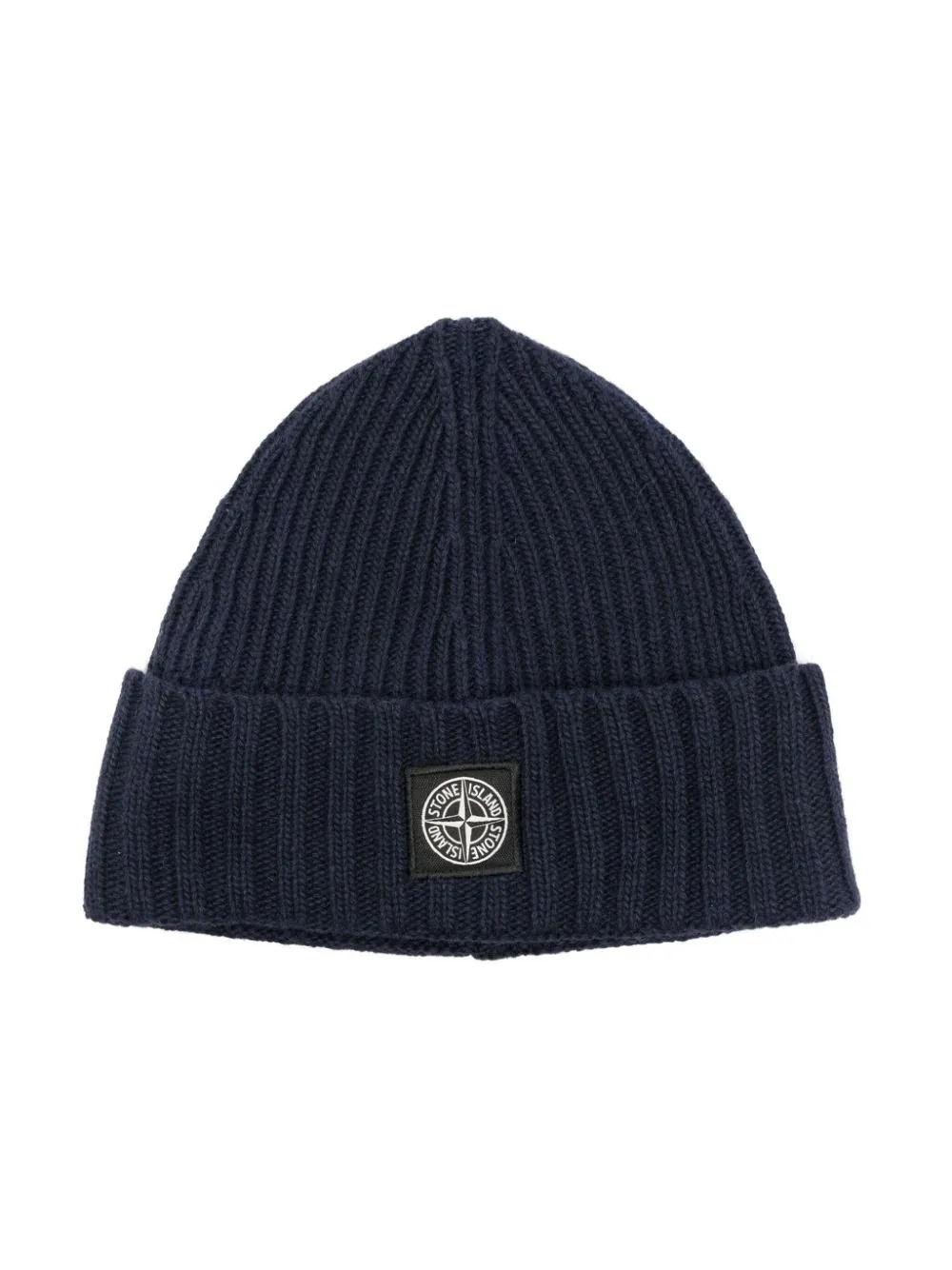 STONE ISLAND JUNIOR Navy Blue Beanie With Stone Island Badge