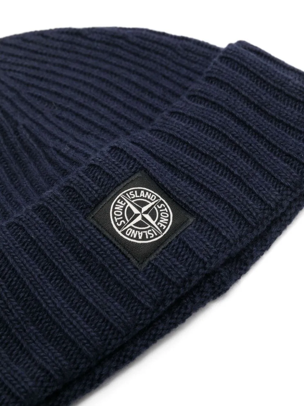 STONE ISLAND JUNIOR Navy Blue Beanie With Stone Island Badge