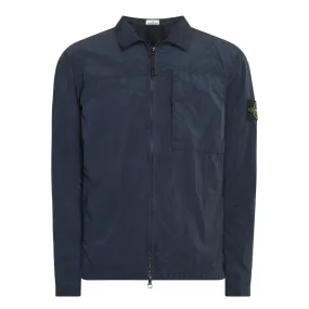 STONE ISLAND Logo Textured Overshirt - Navy