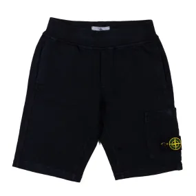 Stone Island Navy Blue Sweatshorts With Compass Logo Patch