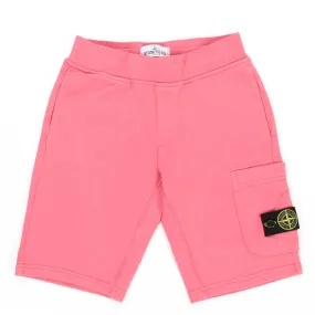 Stone Island Pink Bermuda In Sweatshirt With Patch For Child And Teen