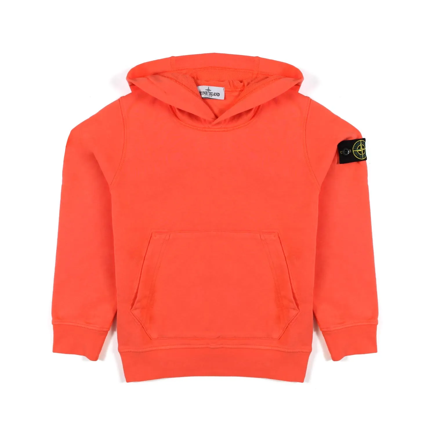 Stone Island Salmon Orange Hooded Sweatshirt With Compass Logo Patch