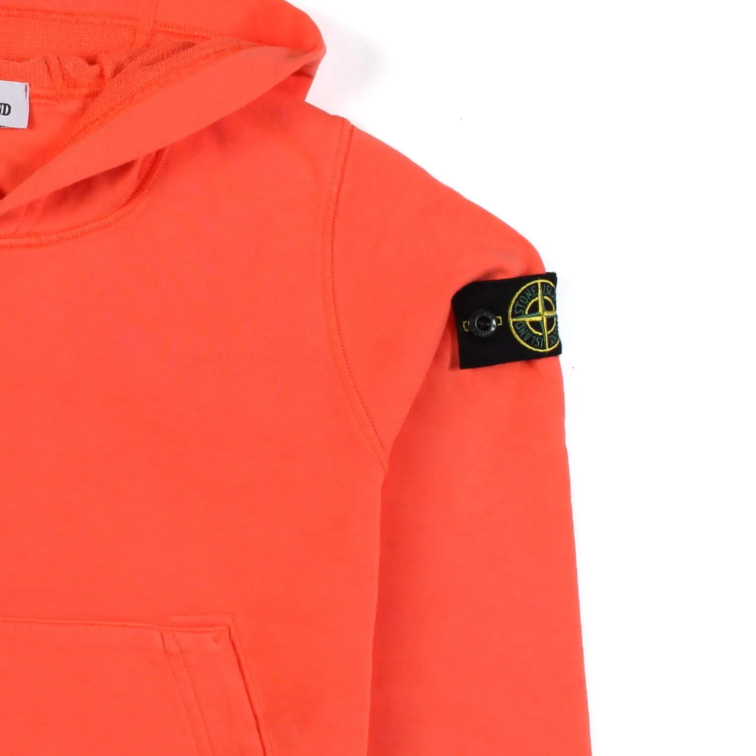 Stone Island Salmon Orange Hooded Sweatshirt With Compass Logo Patch