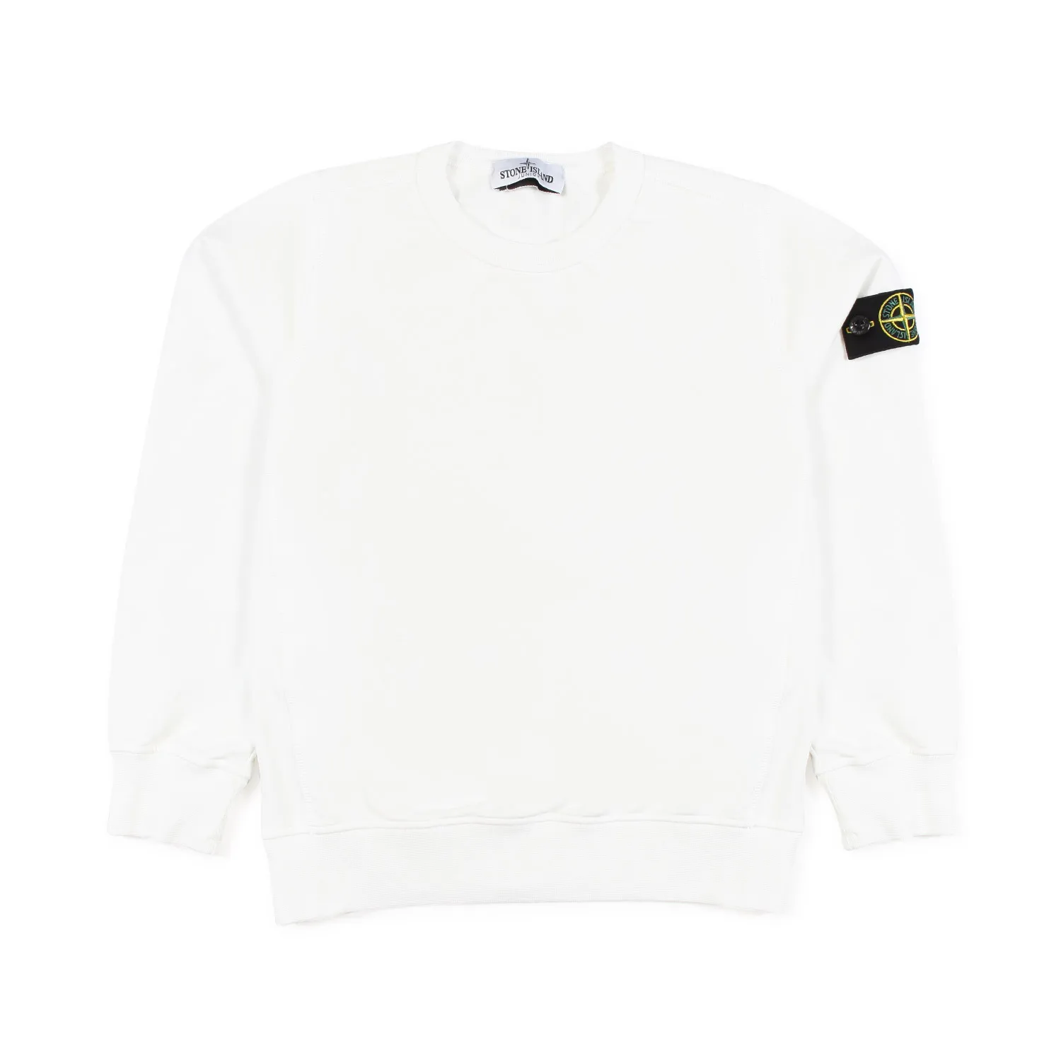 Stone Island White Sweatshirt With Compass Logo Patch