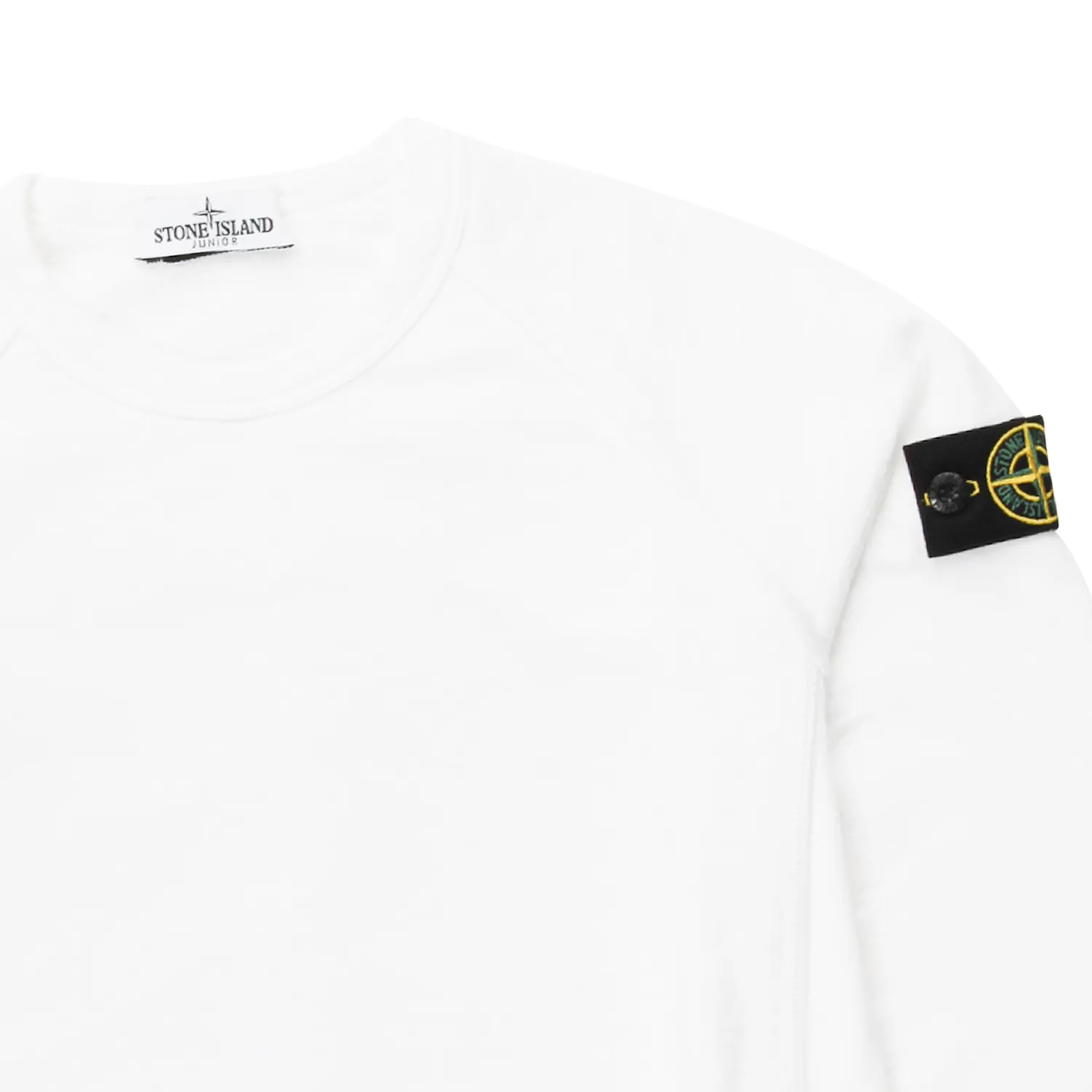 Stone Island White Sweatshirt With Compass Patch For Boys