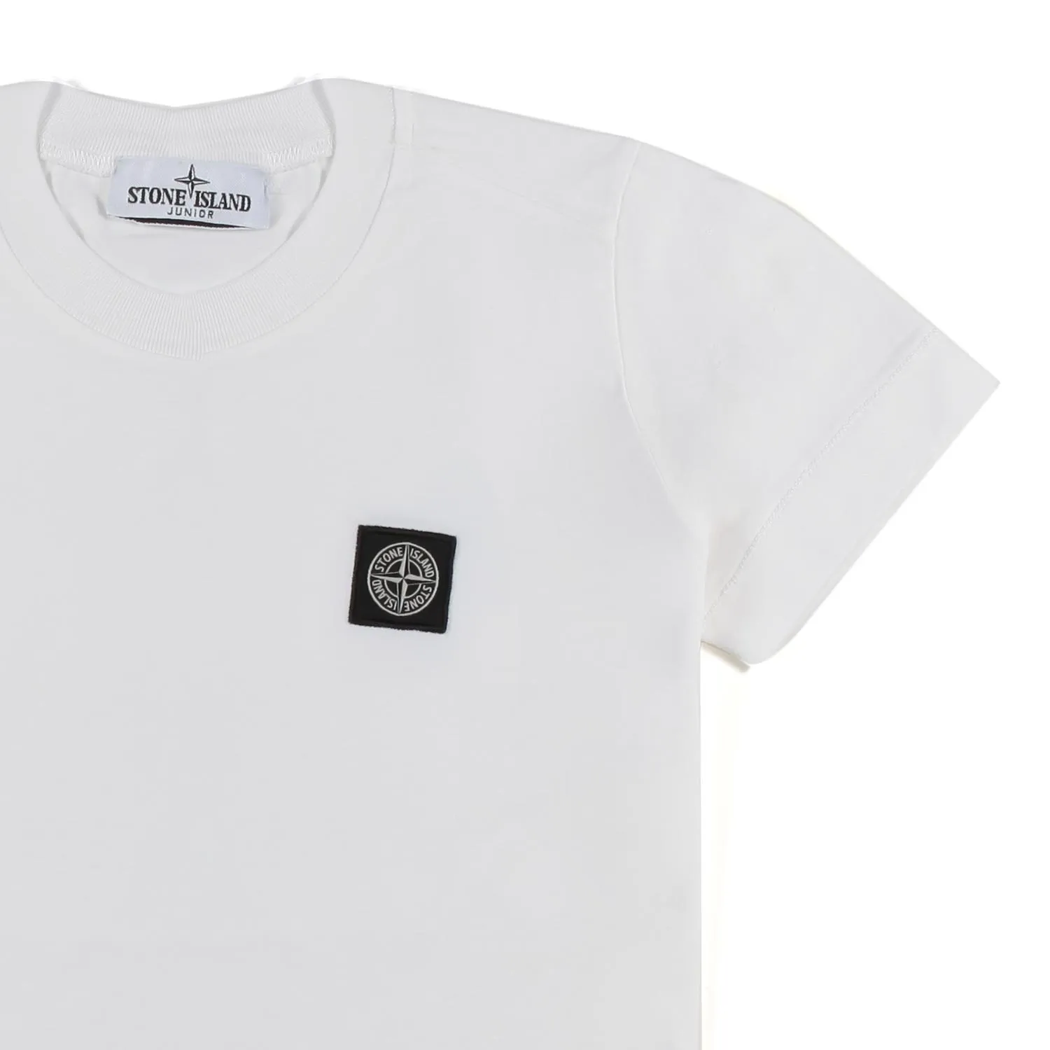 Stone Island White T-Shirt With Compass Logo Patch