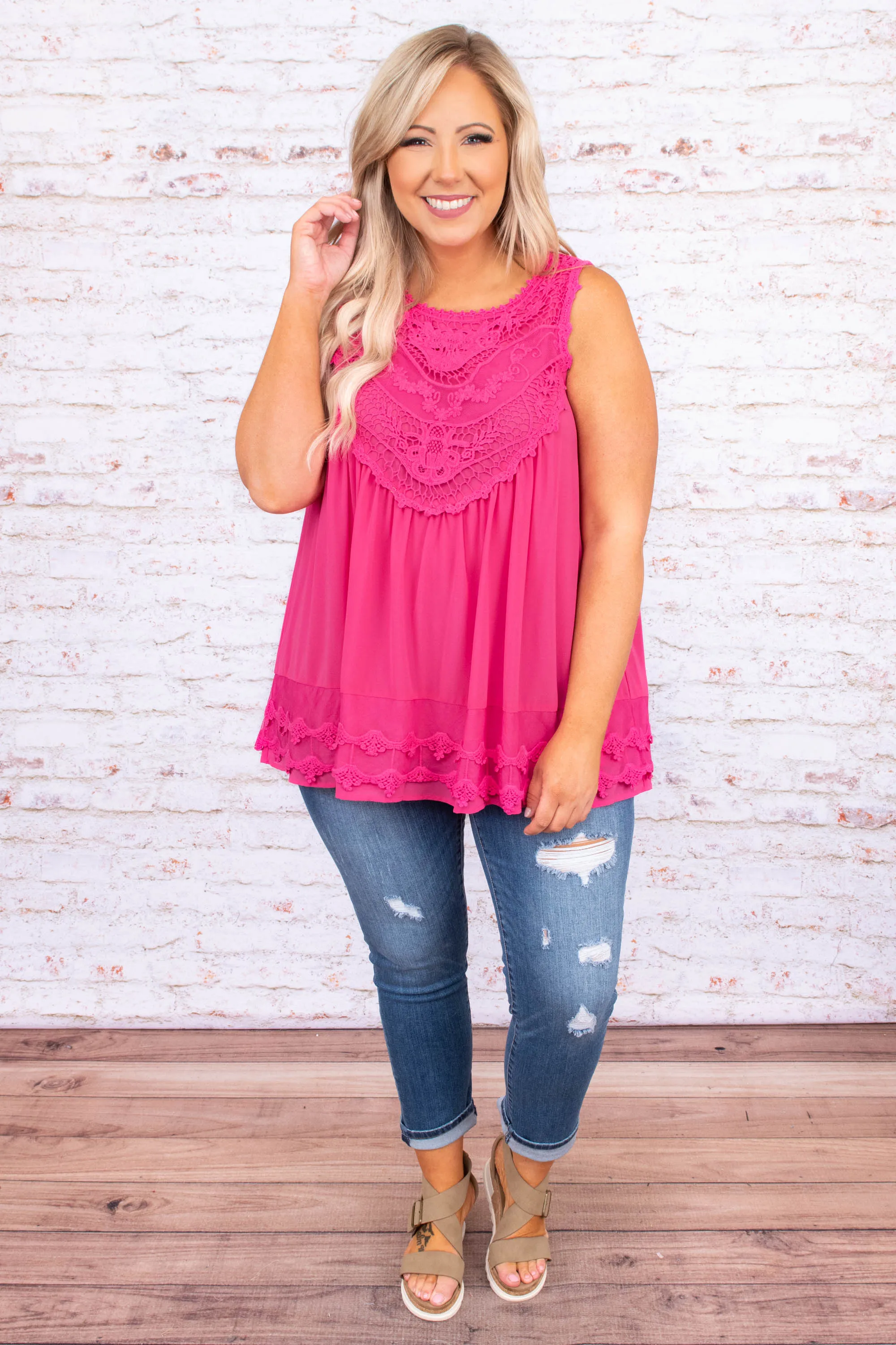 Sweet Charm Tank, Hot Pink