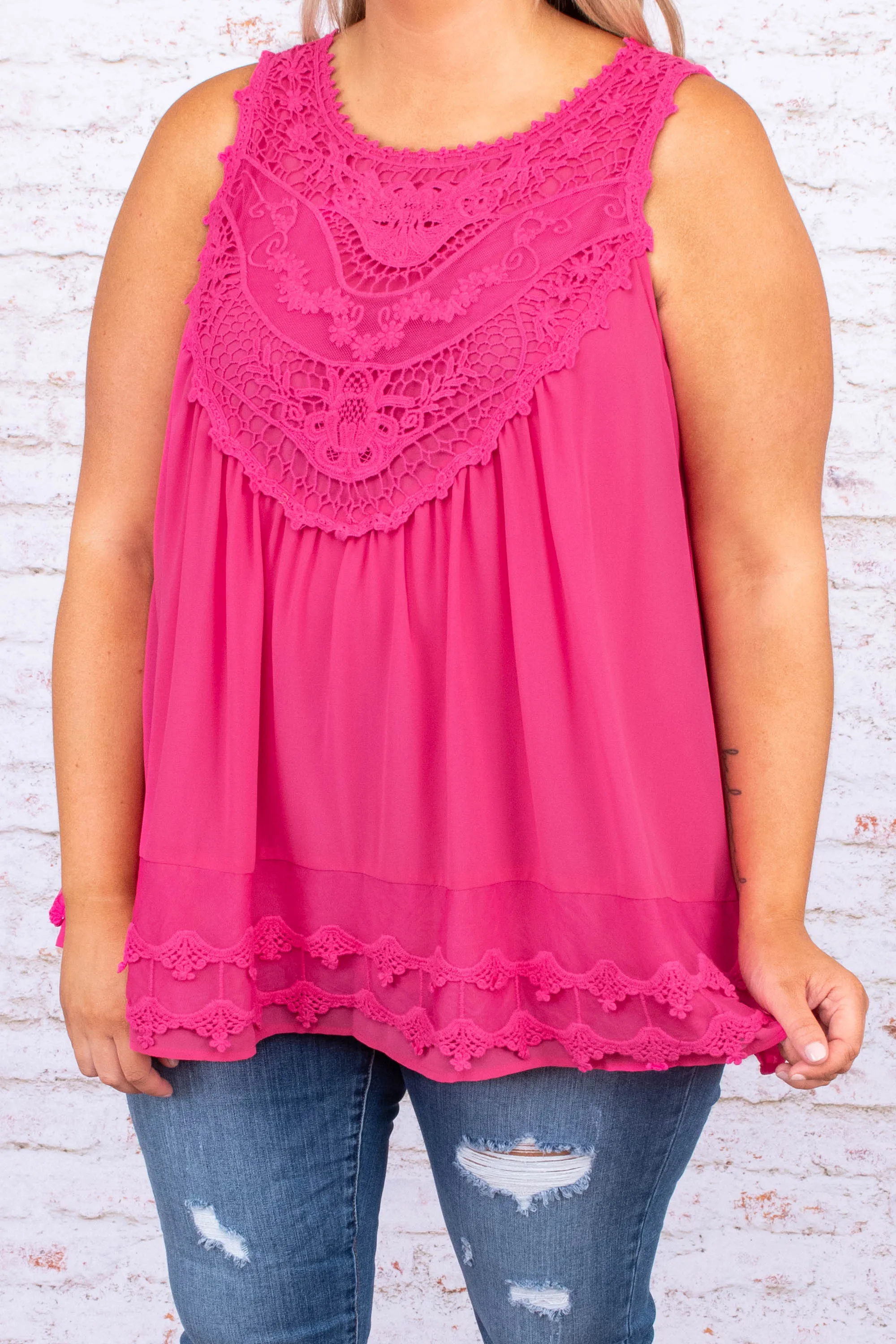 Sweet Charm Tank, Hot Pink