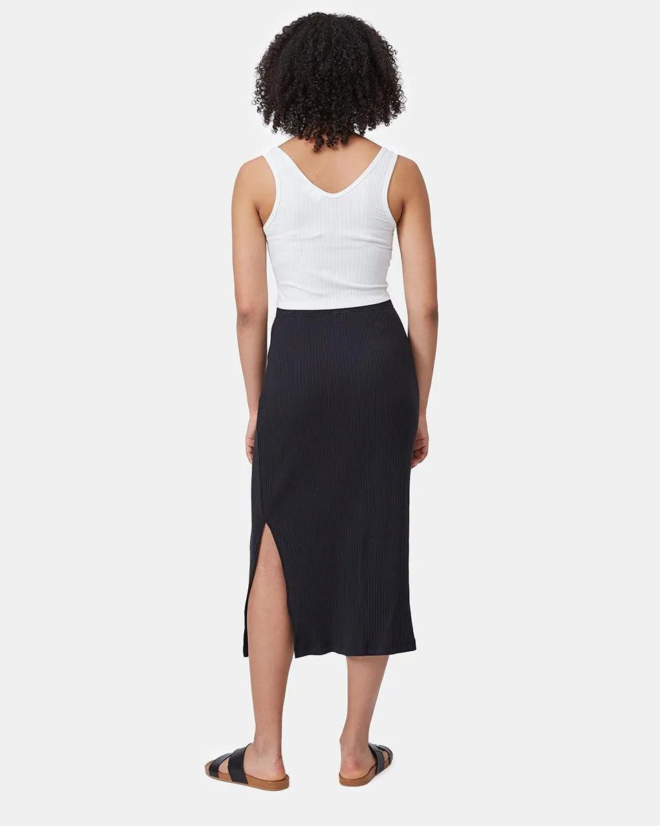 Tentree Knit Rib Skirt In Meteorite Black