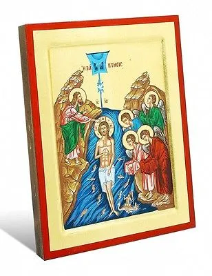 The Baptism of Jesus Christ Theophany Epiphany Greek Orthodox Icon 7 x 9