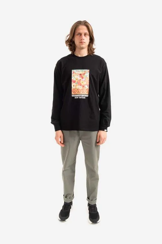 thisisneverthat cotton longsleeve top Flower Collage L/S Tee black color