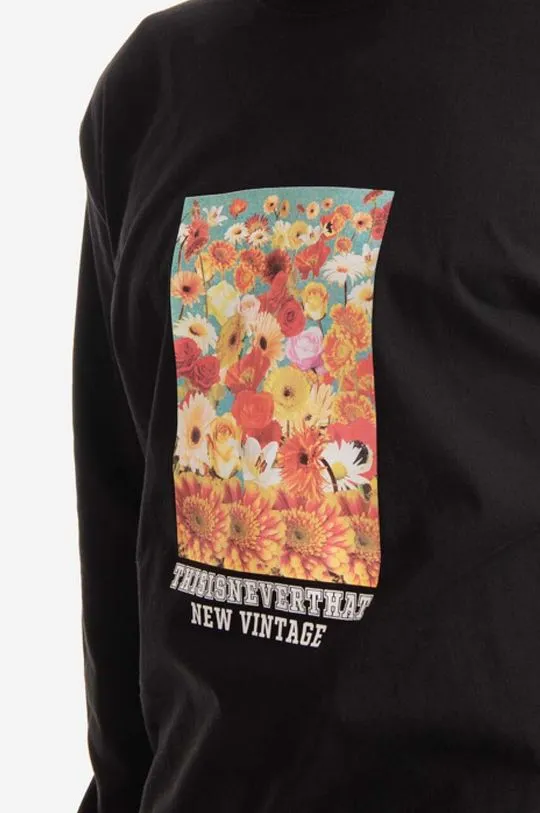 thisisneverthat cotton longsleeve top Flower Collage L/S Tee black color