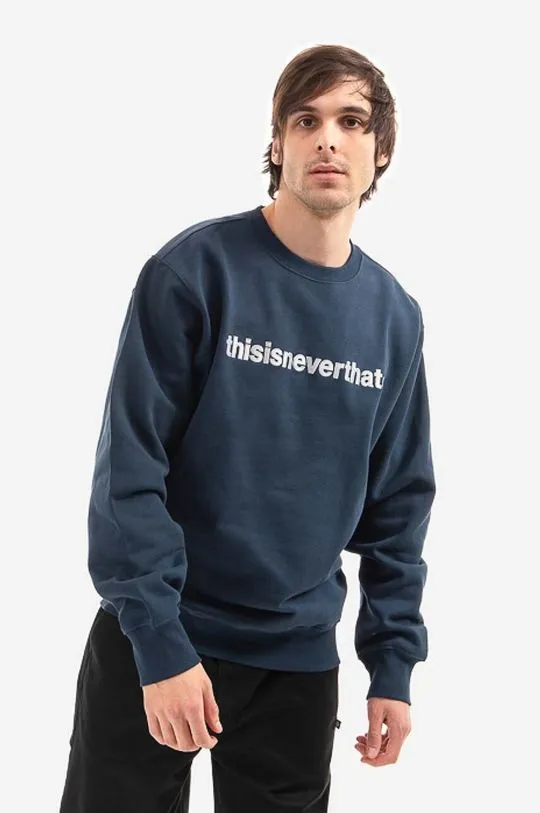 thisisneverthat cotton sweatshirt T-Logo Crewneck men's navy blue color