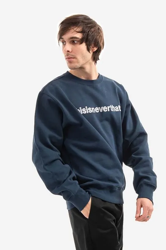 thisisneverthat cotton sweatshirt T-Logo Crewneck men's navy blue color