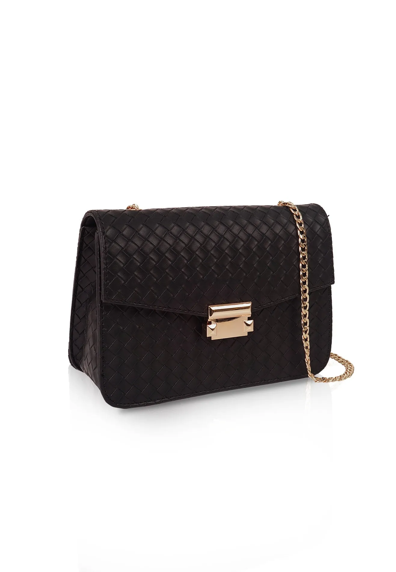 VOIR HANNAH Woven Embossed Chain Flap Strap