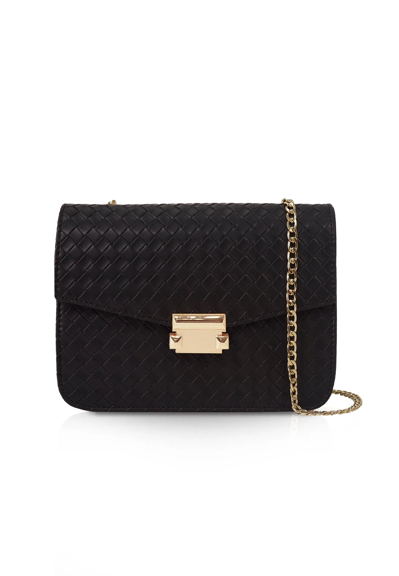 VOIR HANNAH Woven Embossed Chain Flap Strap