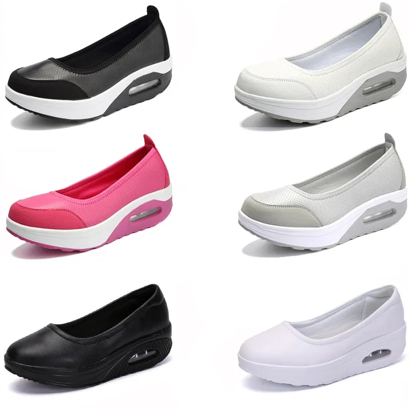 Women's Autumn Black Cotton Flat Platform Slip-on Ballet Casual Shoes