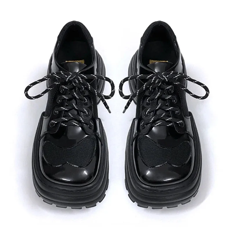 Women's Japanese Style Thick-soled Square Toe Lace-up Casual Shoes