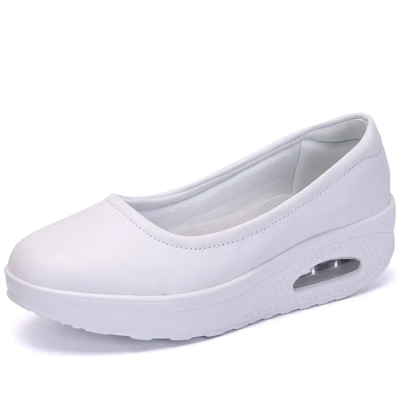 Women's White Concise Style Solid Slip-On Round Toe Casual Shoes